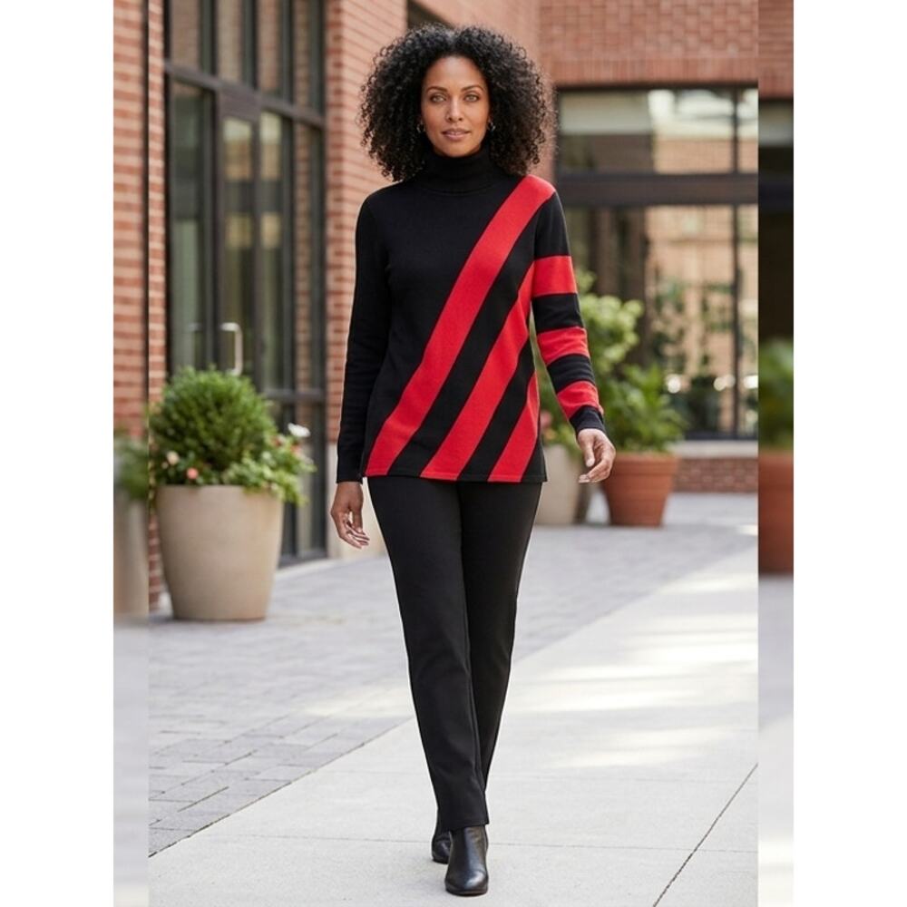 Chico's Black Asymmetrical Hem Knit Stretch Sweater Women Size XXL - Picture 5 of 13